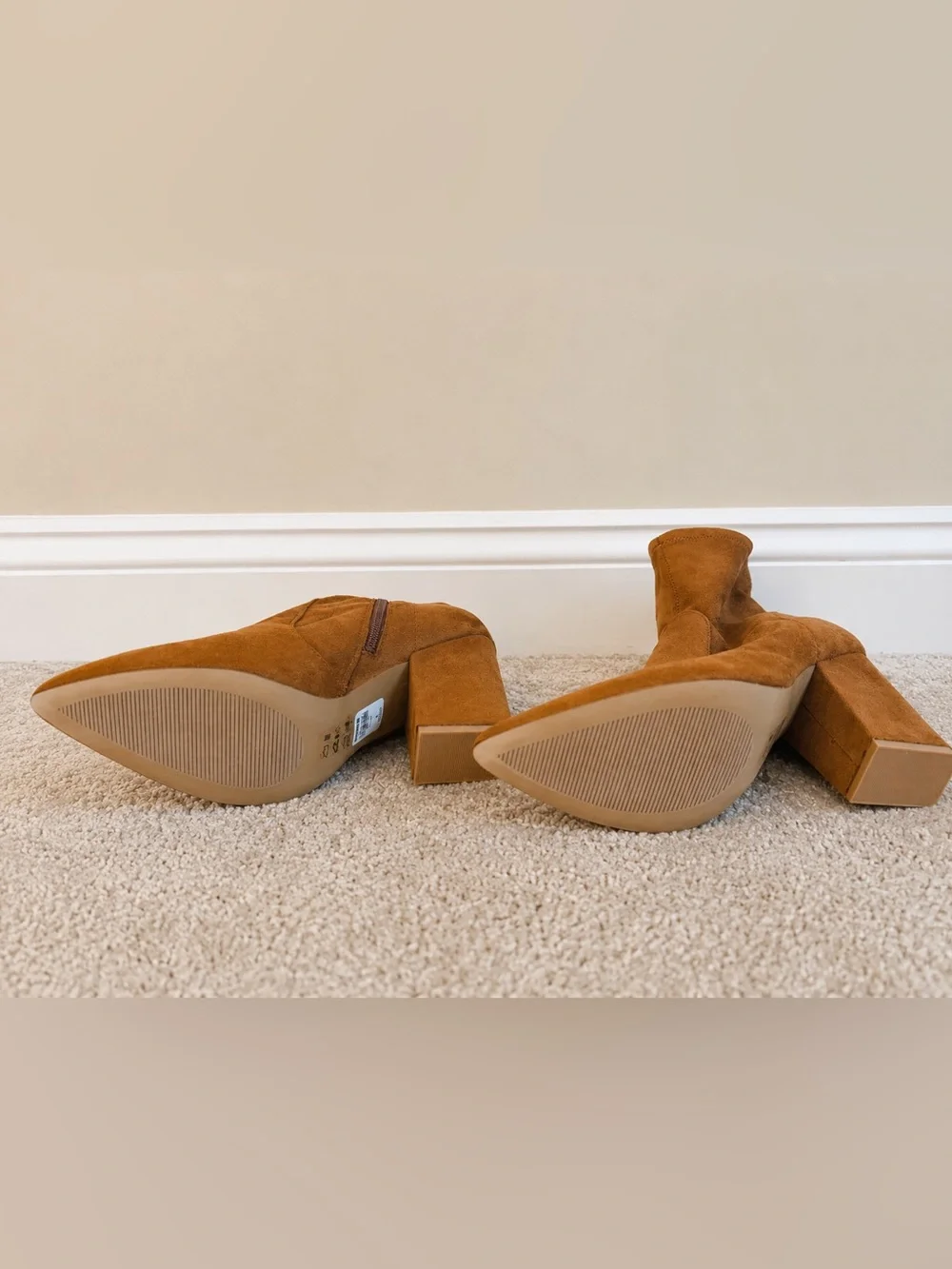 Express Women's Suede Ankle Booties in Cognac